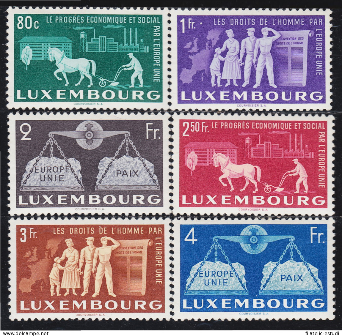 Luxemburgo 443/48 1951 A Favor De La Europa Unida MNH - Otros & Sin Clasificación