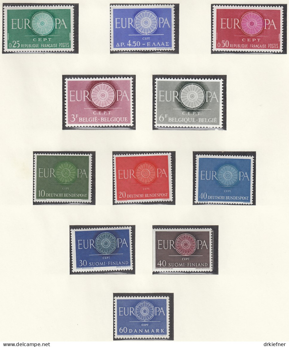 Europa CEPT  Jahrgang 1960, Postfrisch **, Komplett 20 Länder, Wagenrad - 1960