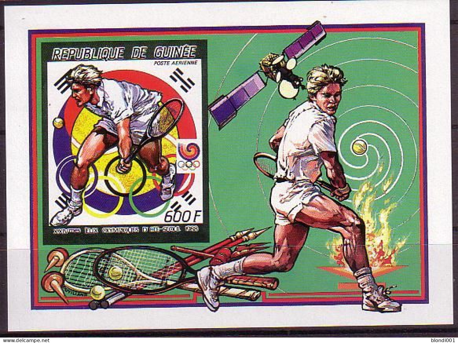 Olympics 1988 - Tennis - SPACE - GUINEA -S/S Imperf. MNH - Summer 1988: Seoul