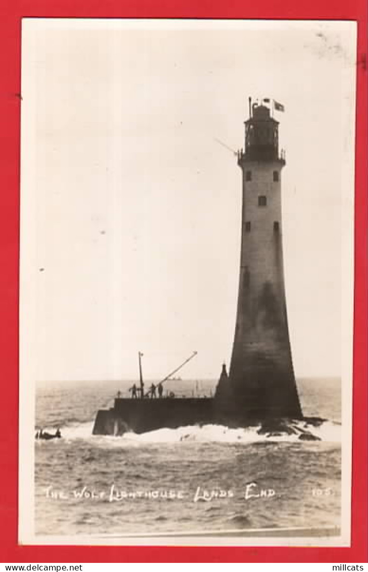 CORNWALL LANDS END  WOLF LIGHTHOUSE + SUPPLY BOAT ARRIVING RP - Land's End