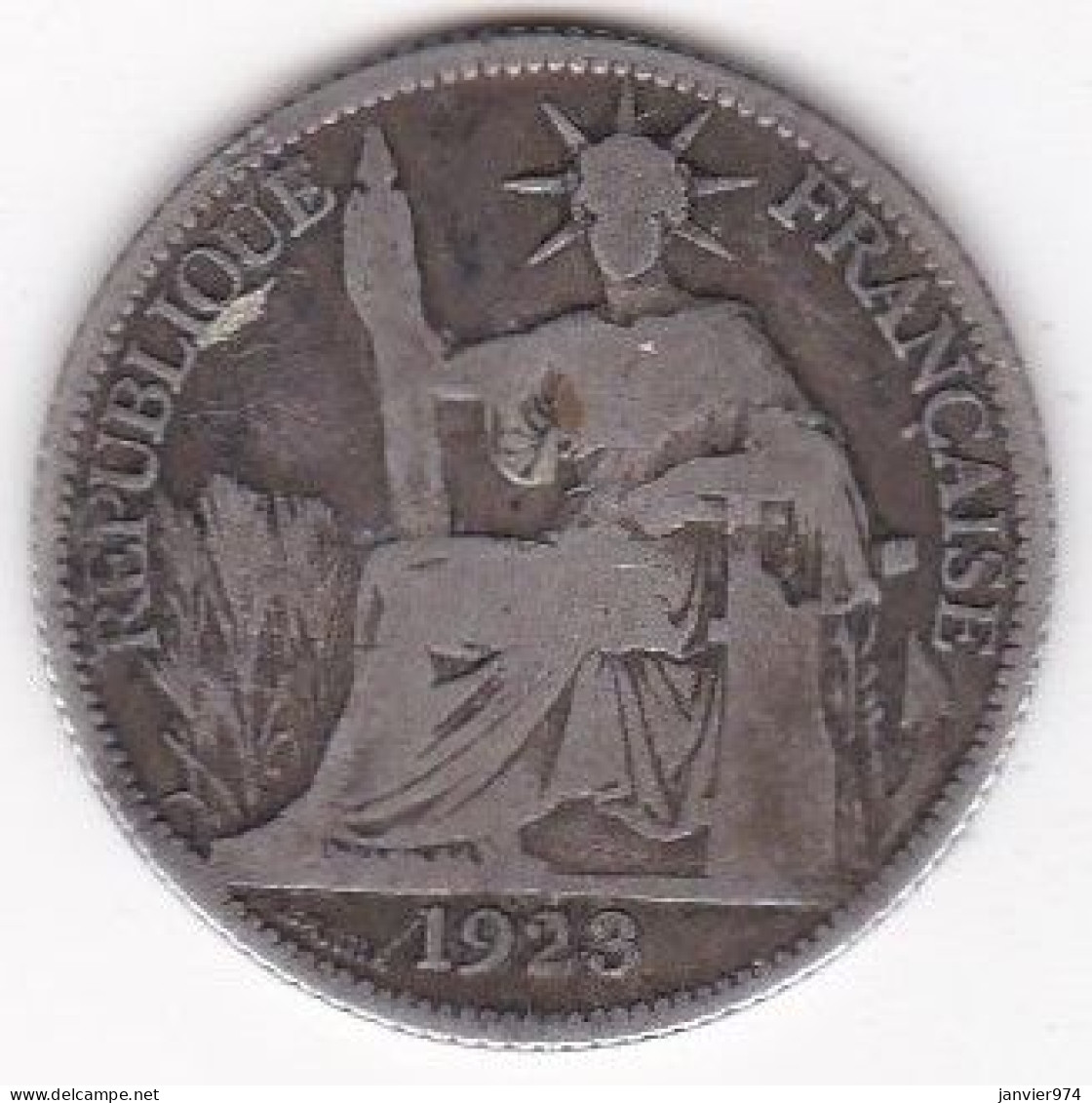 Indochine Française. 20 Cent 1923 . En Argent, Lec# 236 - Frans-Indochina
