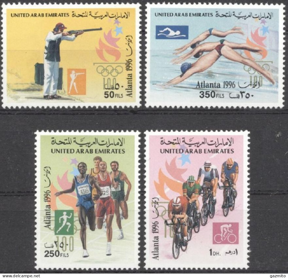 Emirates 1996, Olympic Games In Atlanta, Shooting, Swimming, Athletic, Cycling, 4val - Tiro (armas)