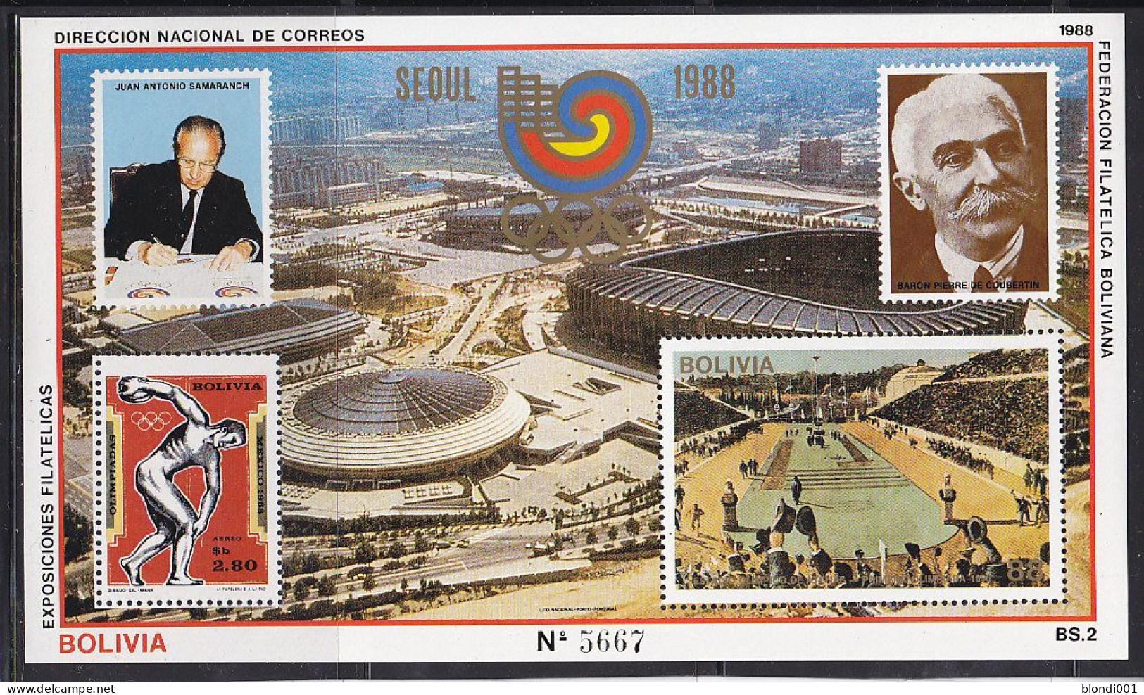 Olympics 1988 - History - BOLIVIA - S/S MNH - Summer 1988: Seoul