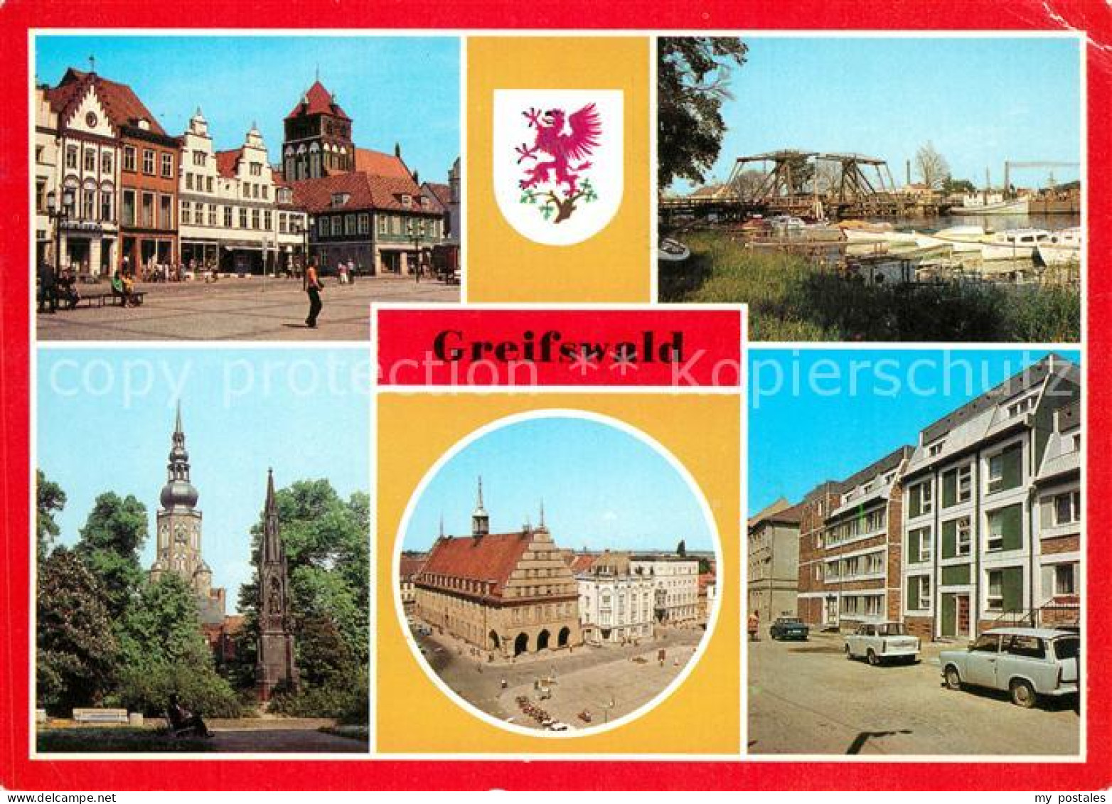 73081145 Greifswald Platz Der Freundschaft Wiecker Bruecke Dom Rubenowdenkmal Ra - Greifswald