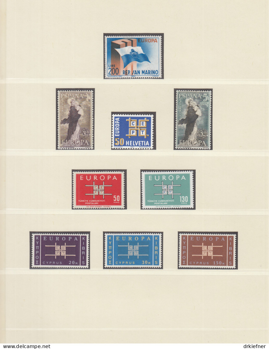 Europa CEPT  Jahrgang 1963, Postfrisch **, Komplett 19 Länder, Ornament - 1963