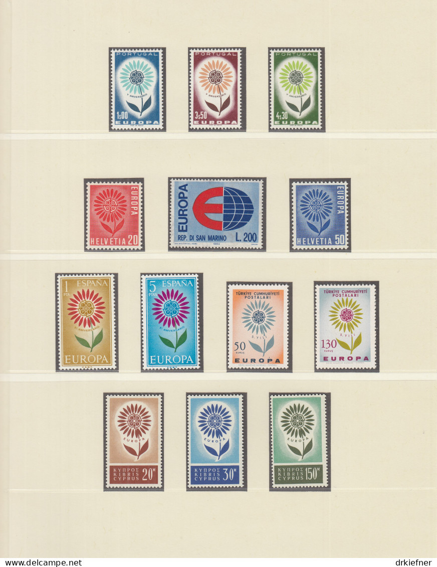 Europa CEPT  Jahrgang 1964, Postfrisch **, Komplett 19 Länder, Stilisierte Blume - 1964