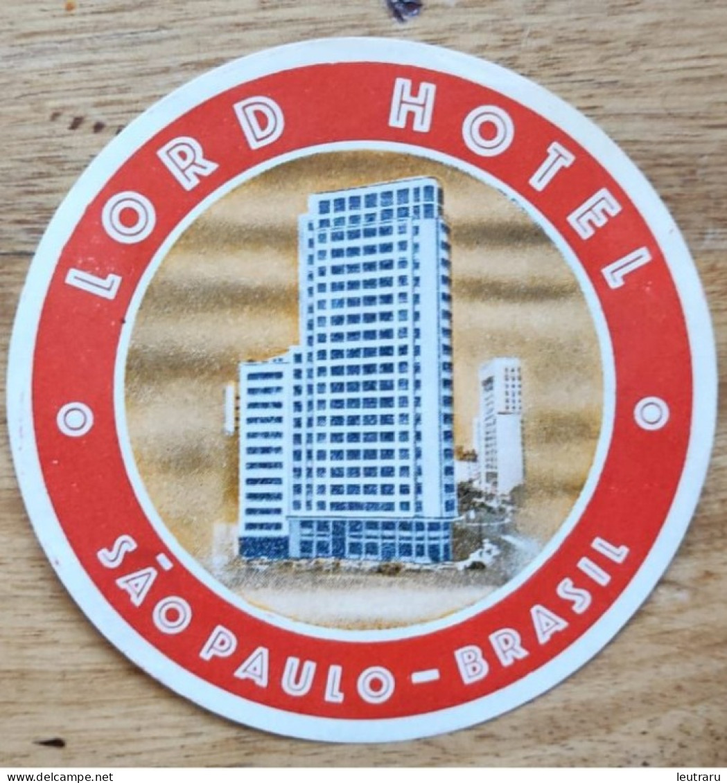 Brasil Sao Paulo Lord Hotel Label Etiquette Valise - Etiquettes D'hotels