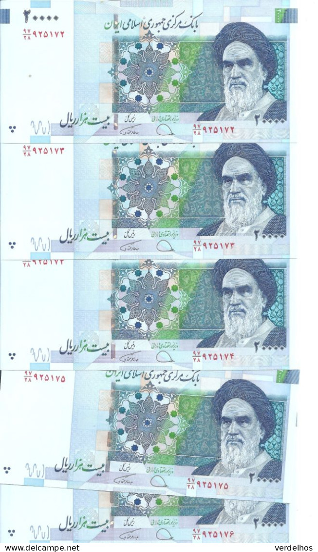 IRAN 20000 RIALS ND2019 UNC P 153 D ( 5 Billets ) - Iran