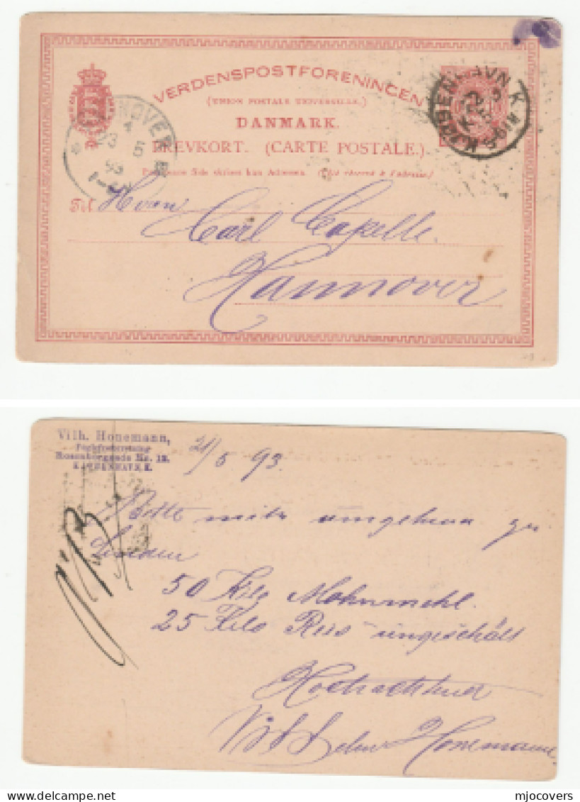 1893 POULTRY SHOP Denmark To Hanover Germany Re MiTE, POPPY SEEDS,  Postal STATIONERY CARD Cover Chicken - Gallináceos & Faisanes