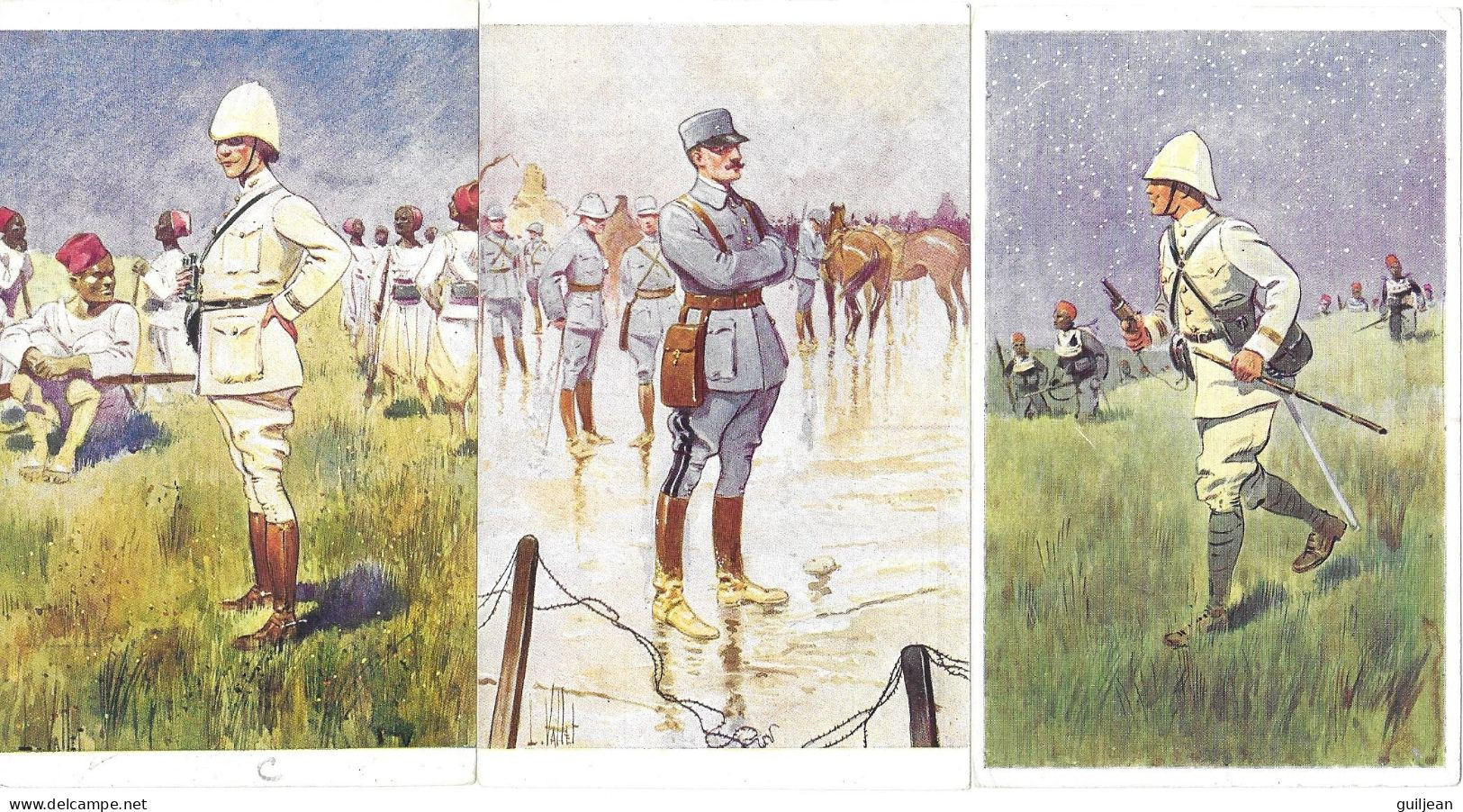 ILLUSTRATEUR L. VALLET - LOT De 3 CPA : MOLL HENRI - MICHELER HENRI - FIEGENSCHUH JEAN - MILITARIA - - Vallet, L.