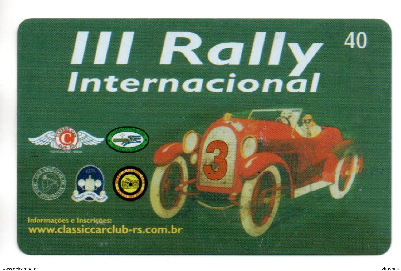 MONACO 3ème Rallye International Automobile Voiture Car Télécarte Brésil  Phonecard  Telefonkarte (G 1055) - Brasile