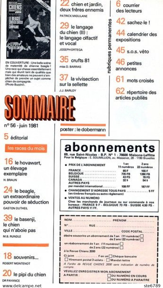 REVUE CHIEN N° 56 De 1981 Animaux Chiens - Animals