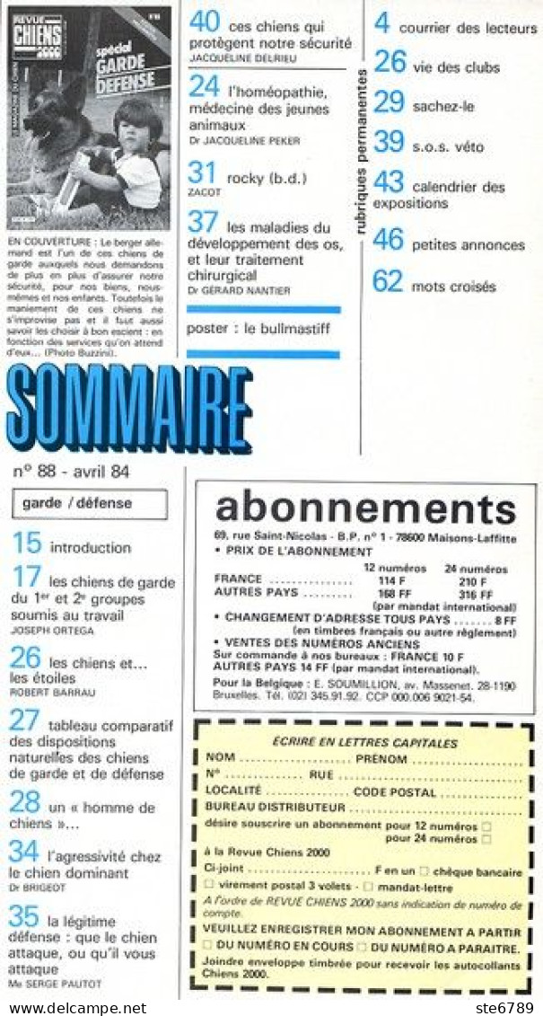 REVUE CHIEN N° 88 De 1984 Animaux Chiens - Animals