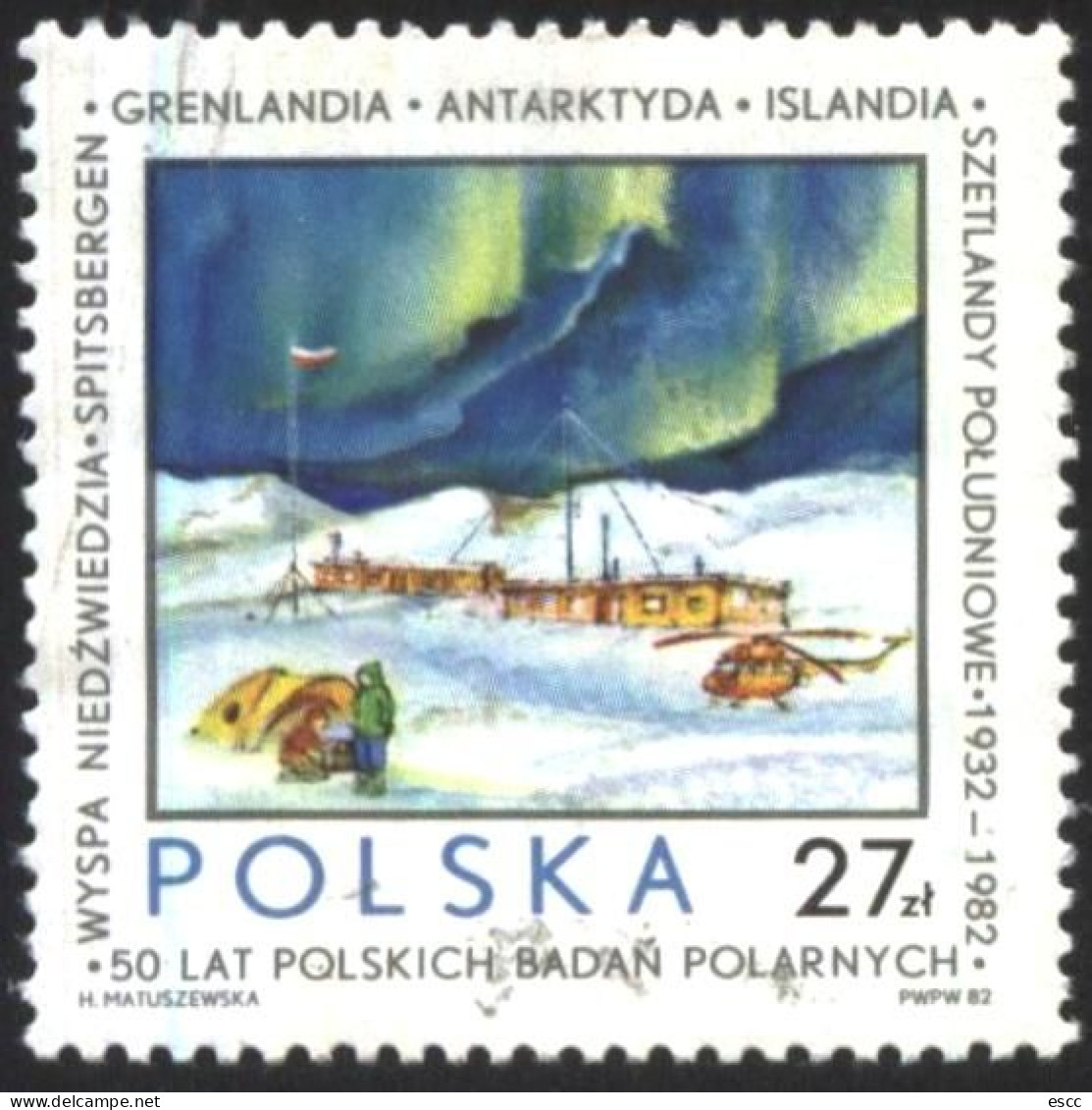 Mint Stamp 50 Years Of Polish Polar Research, Helicopter 1982 From Poland - Ongebruikt