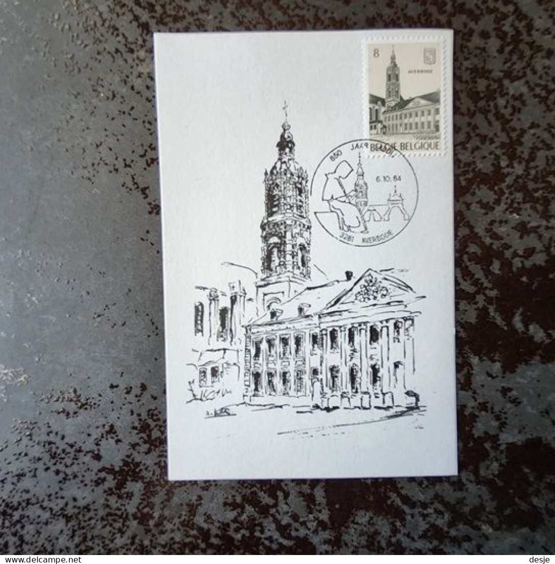 Abdij Van Averbode Door A. Gailliaerde Met 1ste Gestempelde Postzegel 1984 Bij Het 850 Jarig Bestaan Van De Abdij - Diest