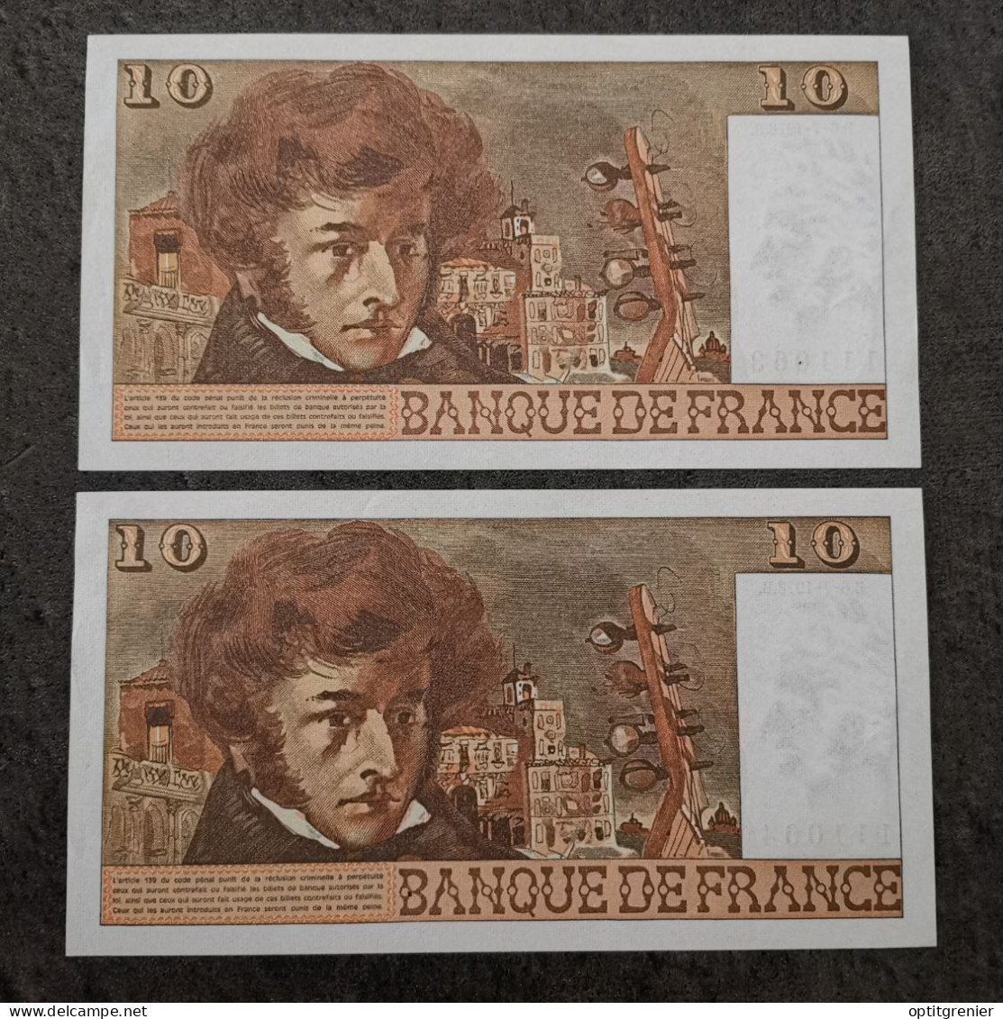 LOT 2 BILLETS SUIVI CIRCULE 10 FRANCS BERLIOZ 6 7 1978 305 FRANCE / BANKNOTE - 10 F 1972-1978 ''Berlioz''