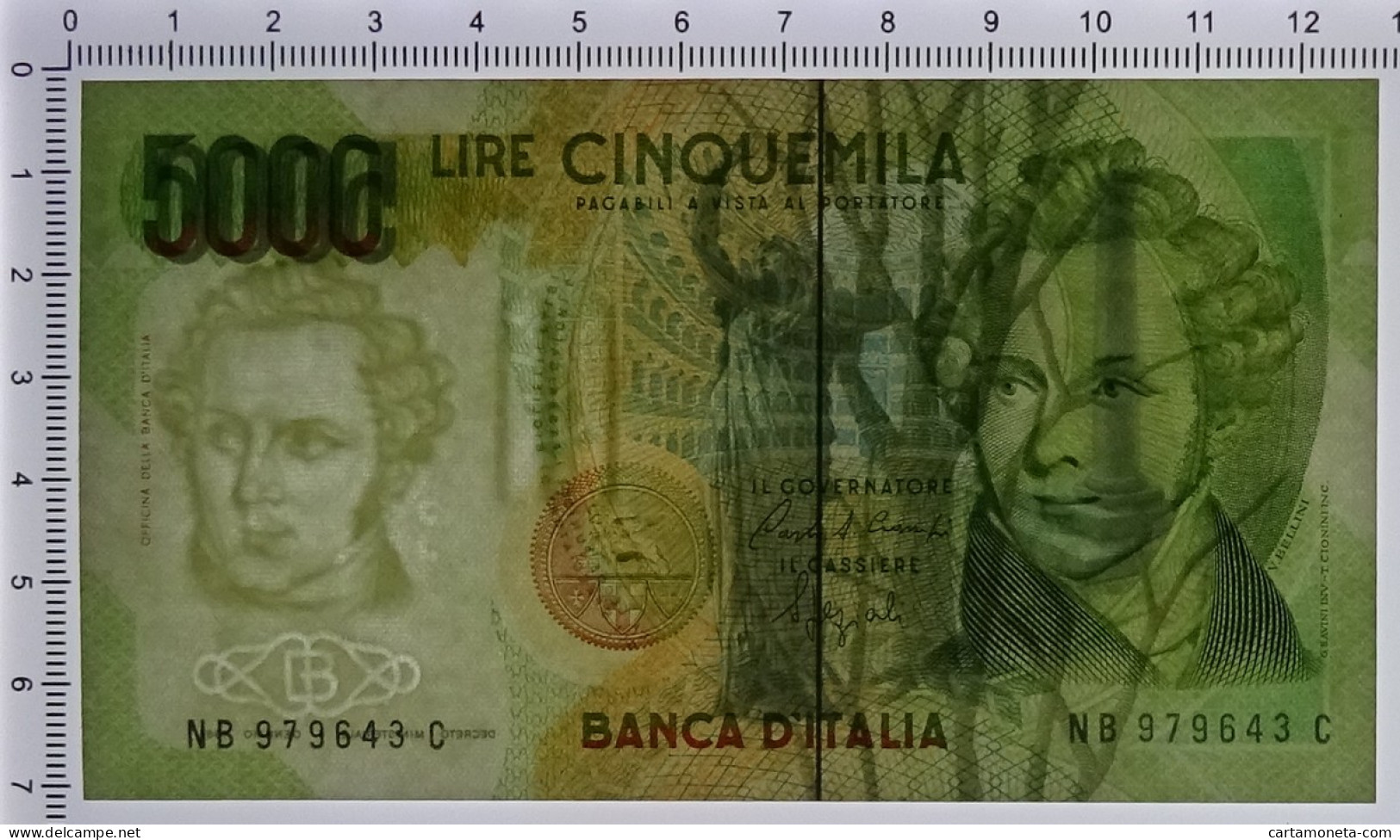 5000 LIRE BANCA D'ITALIA VINCENZO BELLINI LETTERA B 12/01/1988 FDS-/FDS - Sonstige & Ohne Zuordnung