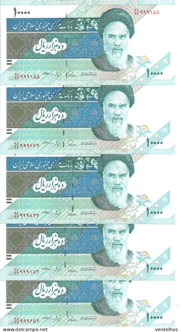 IRAN 10000 RIALS ND2013 UNC P 146 I Sign37 ( 5 Billets ) - Iran