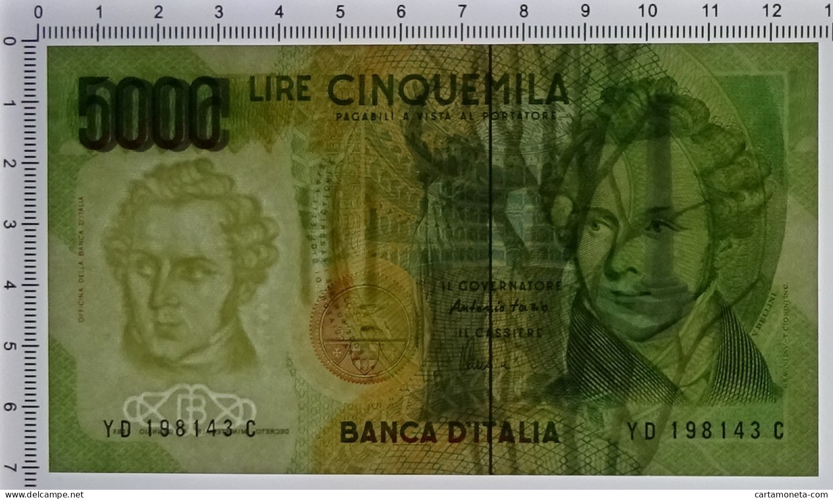 5000 LIRE BANCA D'ITALIA VINCENZO BELLINI LETTERA D 26/11/1996 FDS - Sonstige & Ohne Zuordnung