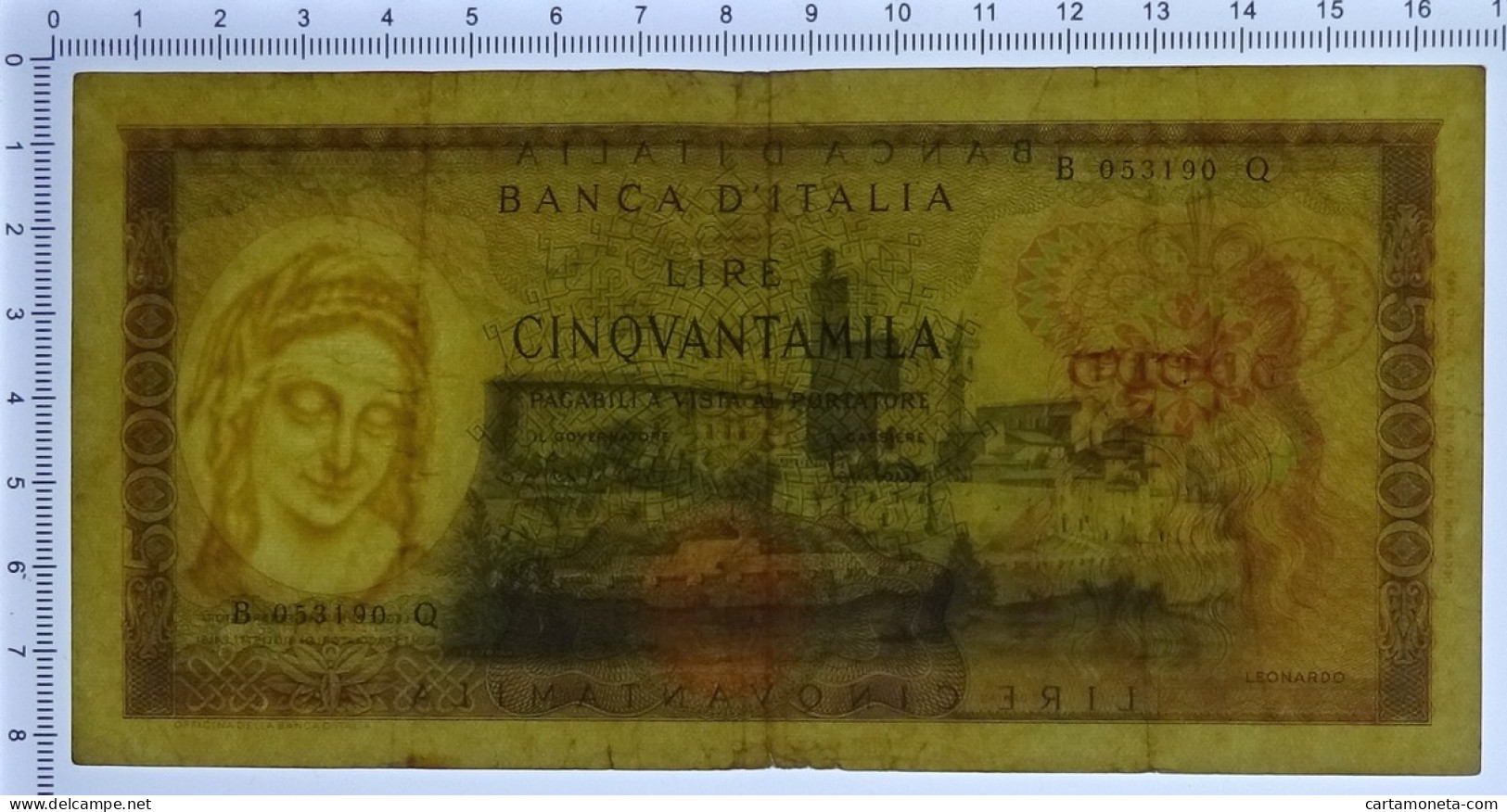 50000 LIRE BANCA D'ITALIA LEONARDO DA VINCI MEDUSA 19/07/1970 BB - Autres & Non Classés