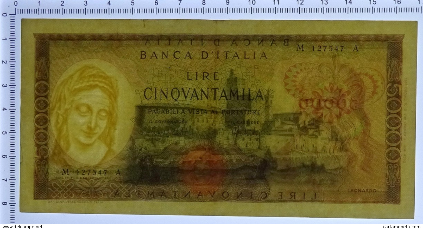 50000 LIRE BANCA D'ITALIA LEONARDO DA VINCI MEDUSA 16/05/1972 BB+ - Autres & Non Classés