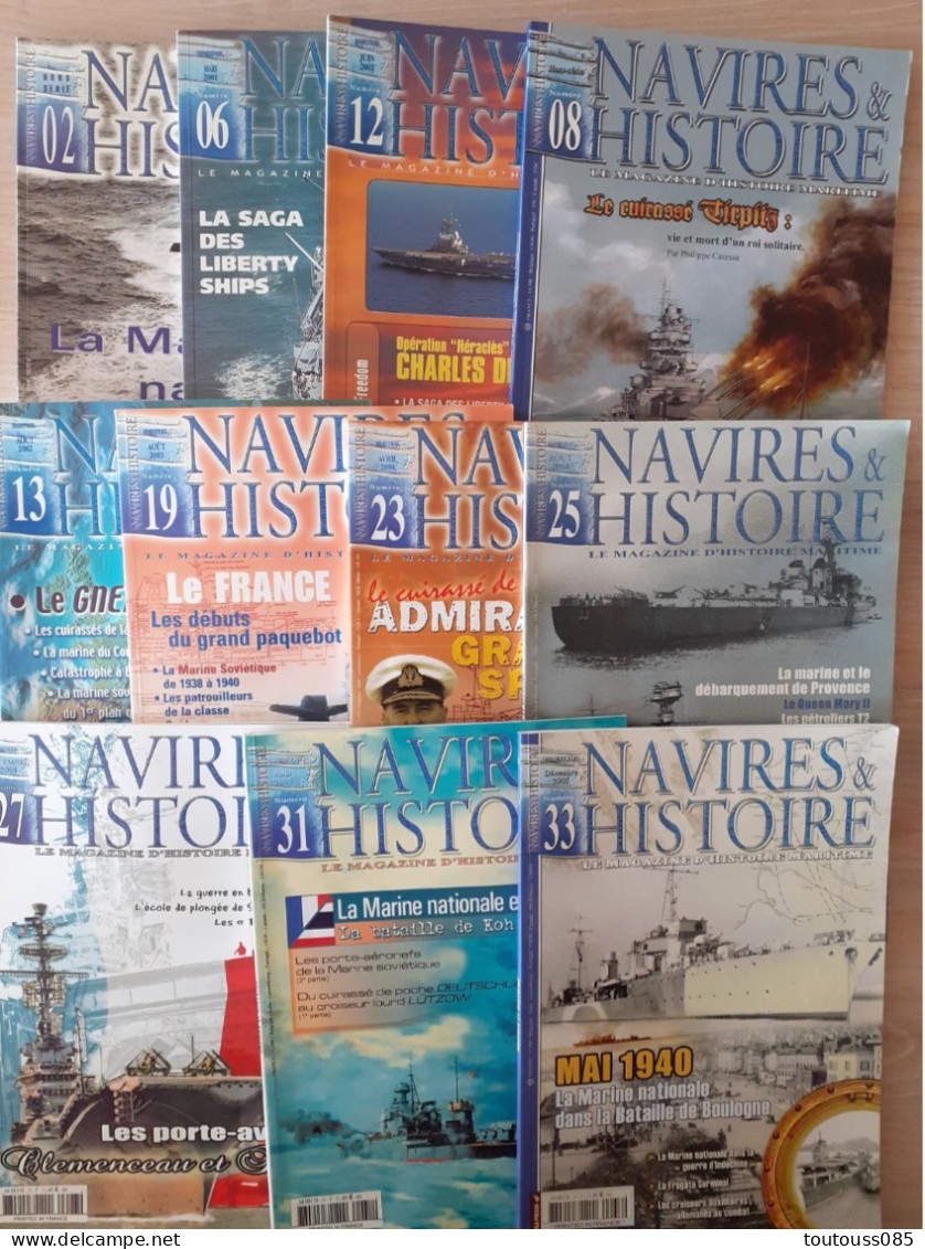 LOT DE ONZE REVUES "NAVIRES ET HISTOIRE", ANNEES 2001 à  2005. - Autres & Non Classés