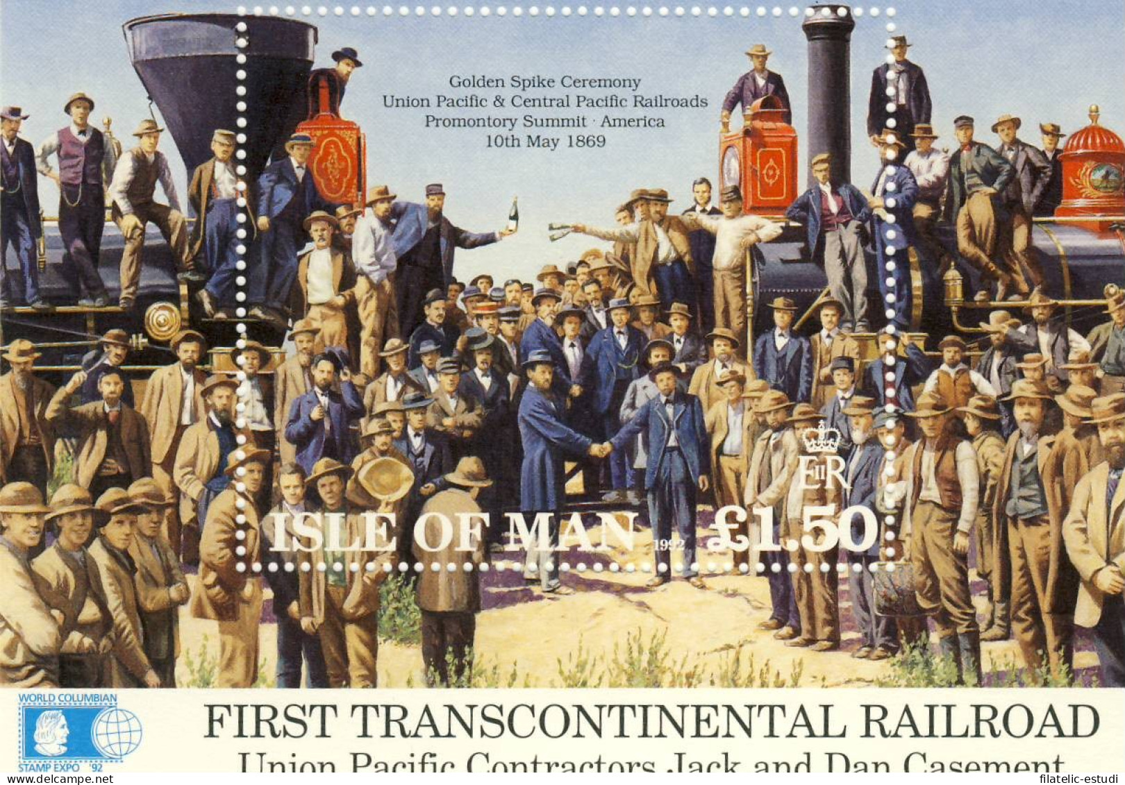 Man (isla De) - 19-H - 1992 1ra Línea De Ferrocarril Transcontinental En EEUU  - Man (Ile De)