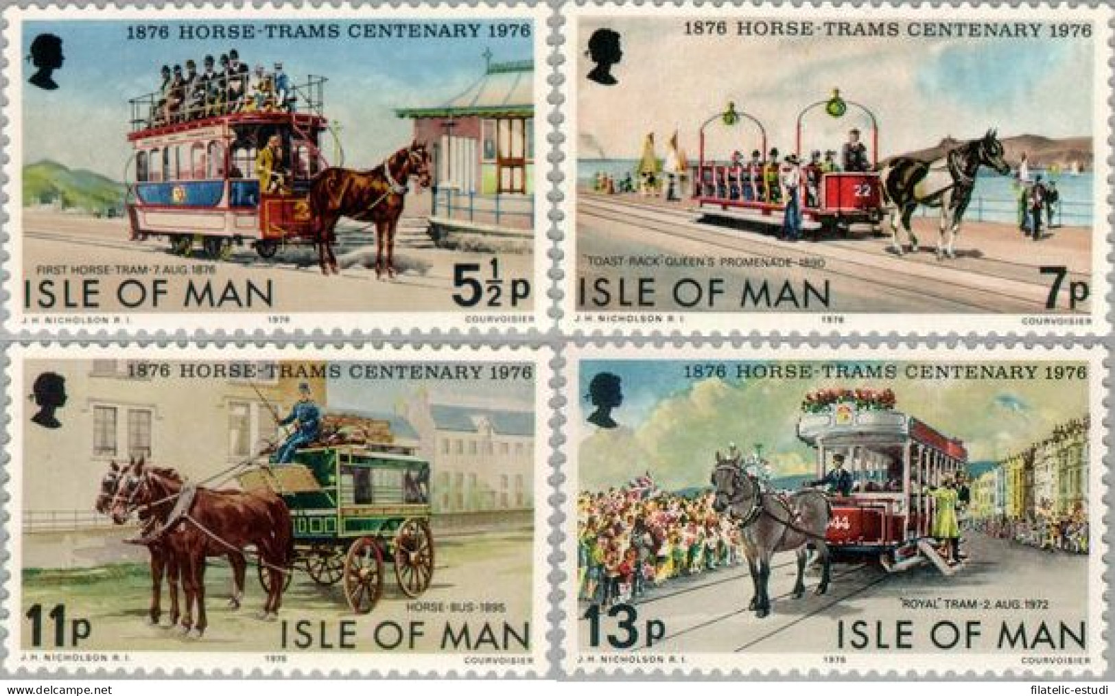 Isla De Man 71/74   1976  Centenario De Los Tranvías A Caballo  Lujo - Man (Insel)