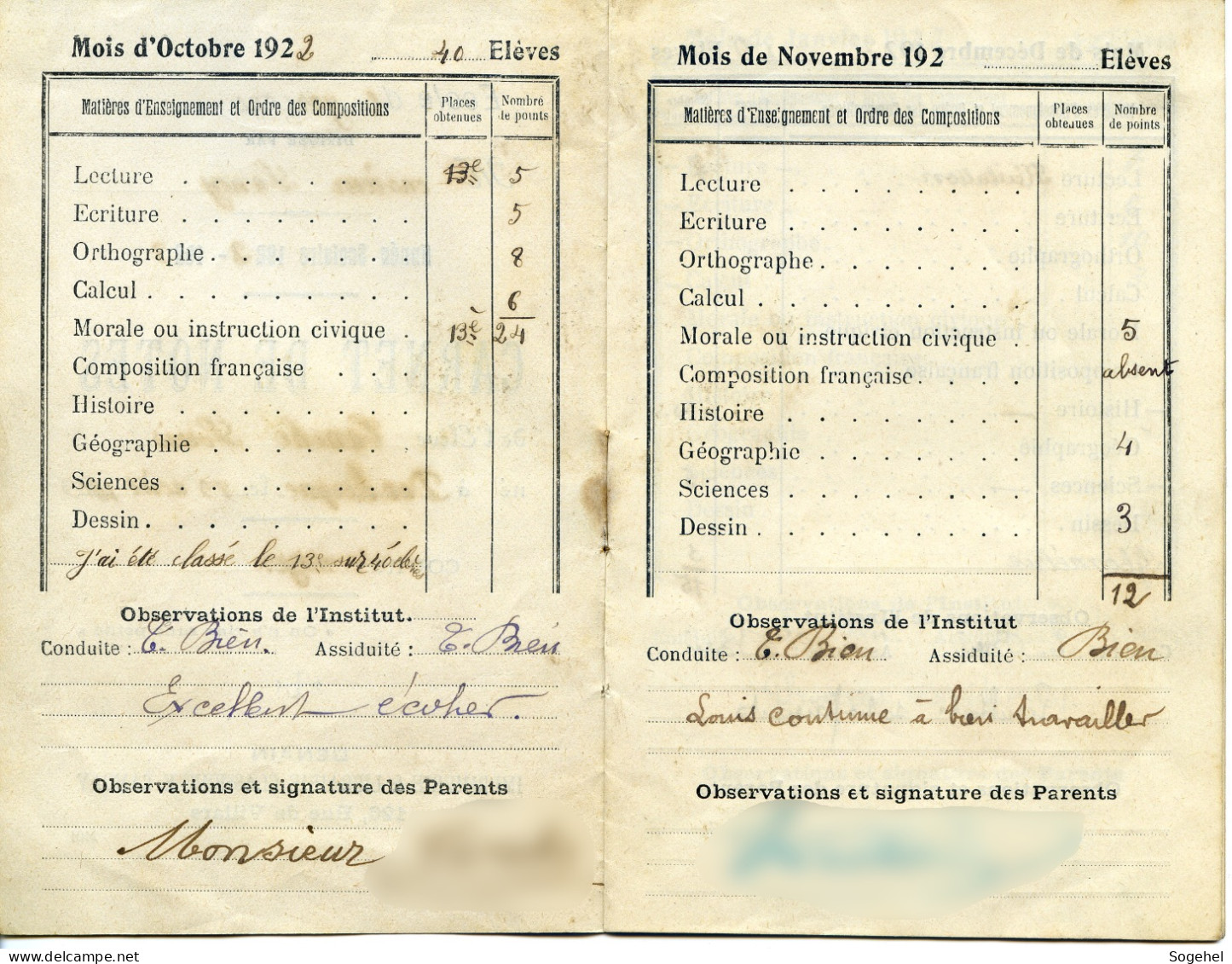 Carnet De Notes - Ecole De Garçons - DENAIN - Diplomi E Pagelle