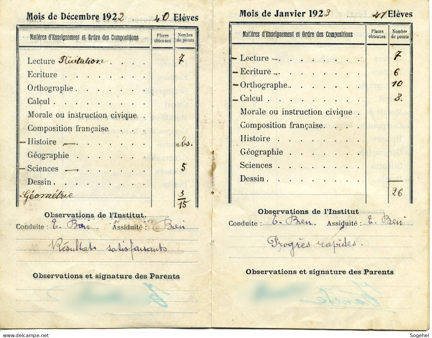 Carnet De Notes - Ecole De Garçons - DENAIN - Diplomi E Pagelle