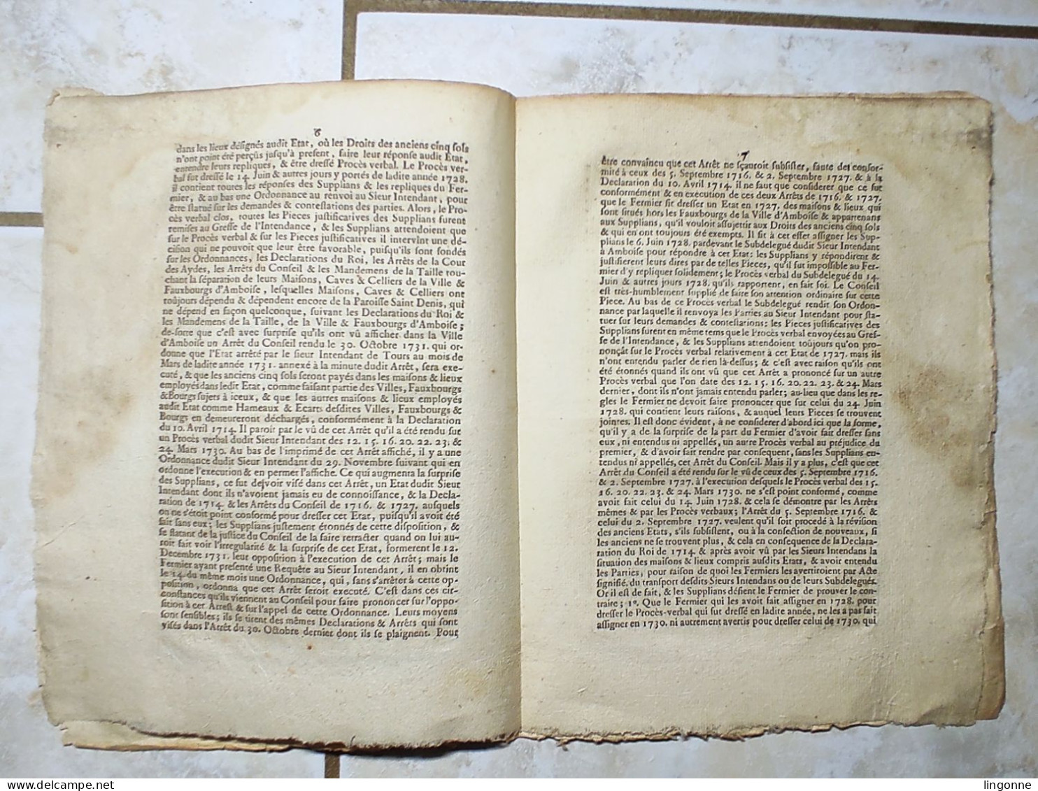 Arrêt Du Conseil D’État Du Roy, Daté Du 3 Juin 1732. Paroisse De Saint Denis Hors Faubourgs D’Amboise Commerce Du Vin. - Decrees & Laws