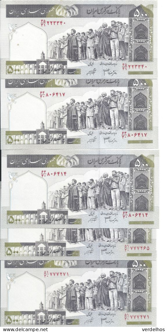 IRAN 500 RIALS ND2007 UNC P 137A D ( 5 Billets ) - Iran
