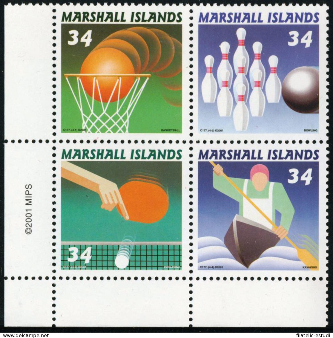 TEN Marshall 1476/79  2001 Tennis Table Basket Bowling MNH - Marshall