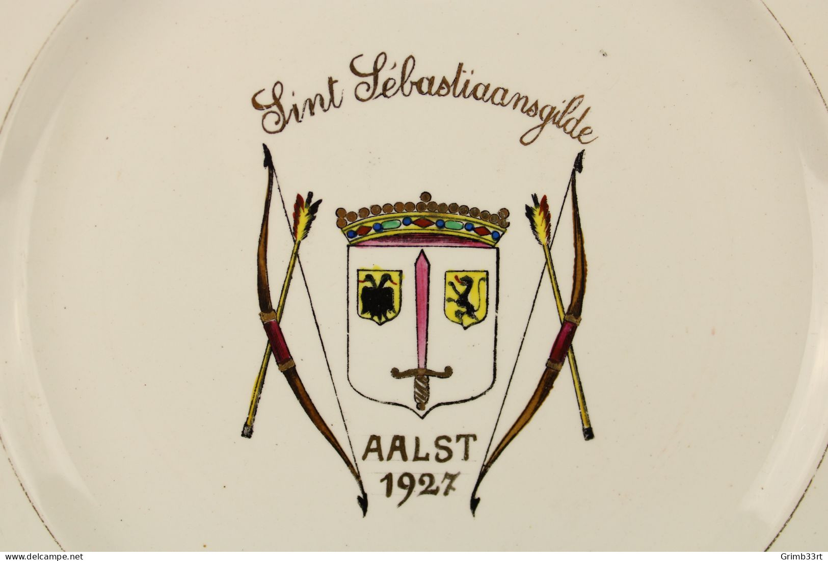 Aalst - Sint Sébastiaansgilde - 1927 - Sierbord Schuttersgilde - Boogschieten - 23.7 Cm - Boogschieten