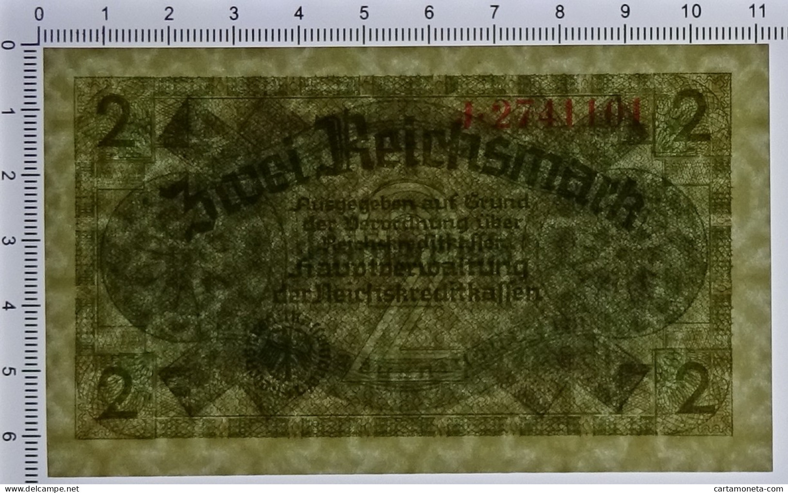 2 REICHSMARK OCCUPAZIONE TEDESCA ITALIA REICHSKREDITKASSEN 1943 FDS - Occupation Alliés Seconde Guerre Mondiale