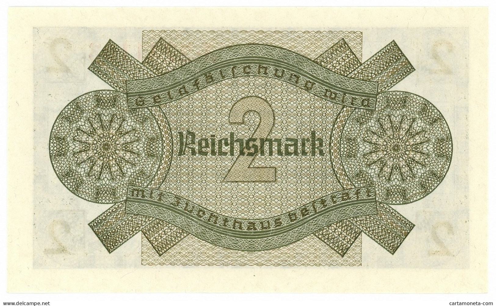 2 REICHSMARK OCCUPAZIONE TEDESCA ITALIA REICHSKREDITKASSEN 1943 FDS - Occupazione Alleata Seconda Guerra Mondiale