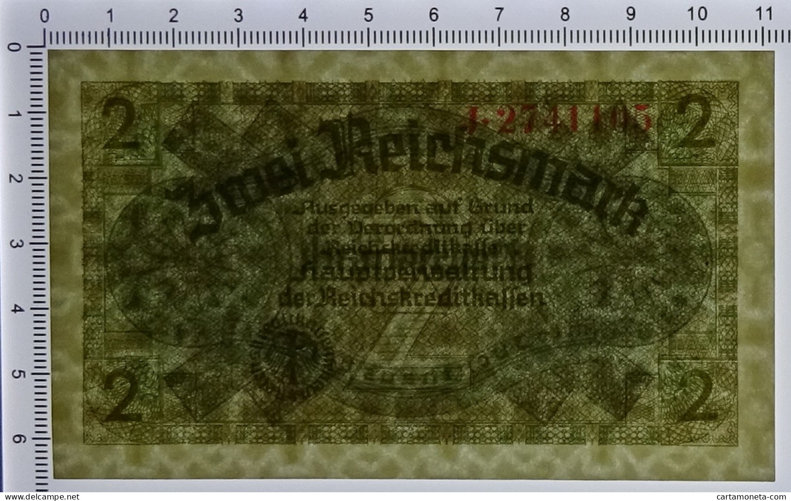 2 REICHSMARK OCCUPAZIONE TEDESCA ITALIA REICHSKREDITKASSEN 1943 FDS - Allied Occupation WWII