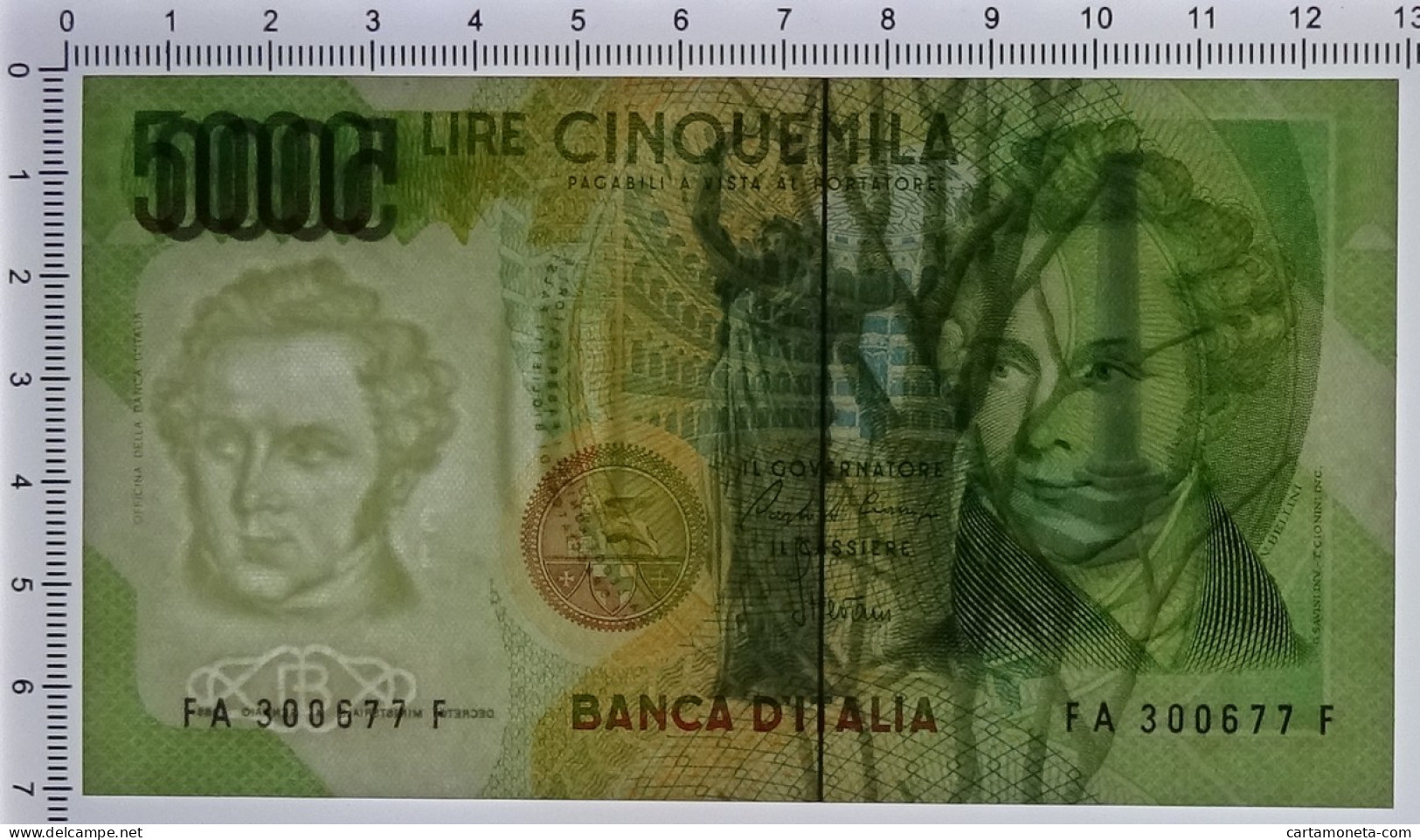 5000 LIRE BANCA D'ITALIA VINCENZO BELLINI LETTERA A 31/01/1985 FDS-/FDS - Autres & Non Classés