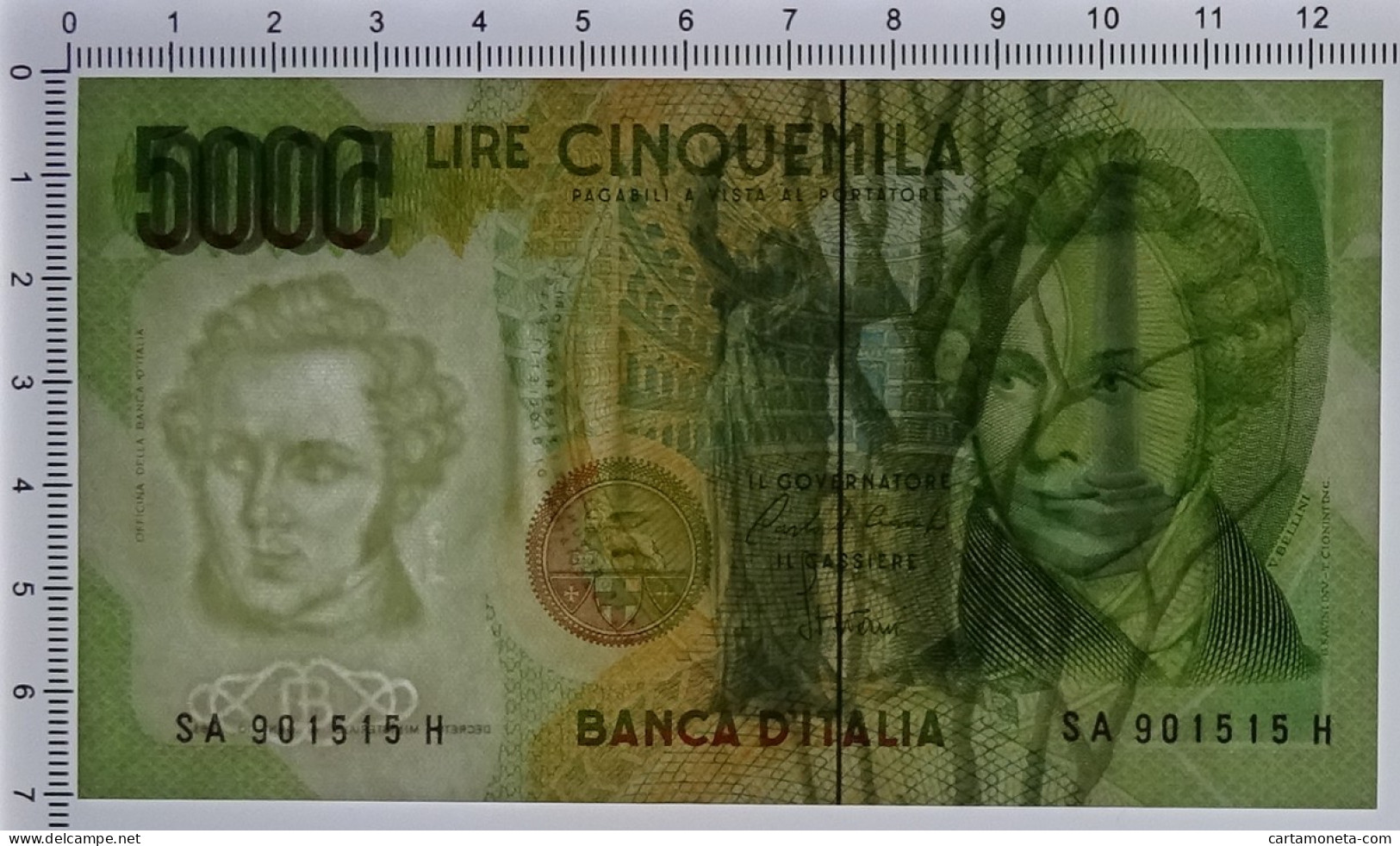 5000 LIRE BANCA D'ITALIA VINCENZO BELLINI LETTERA A 31/01/1985 FDS-/FDS - Autres & Non Classés