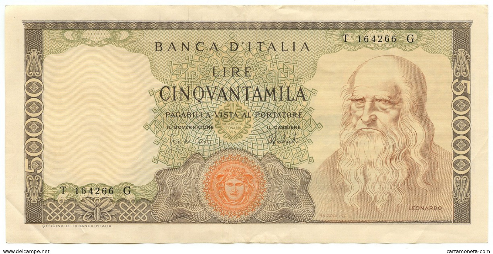 50000 LIRE BANCA D'ITALIA LEONARDO DA VINCI MEDUSA 16/05/1972 SPL- - Autres & Non Classés