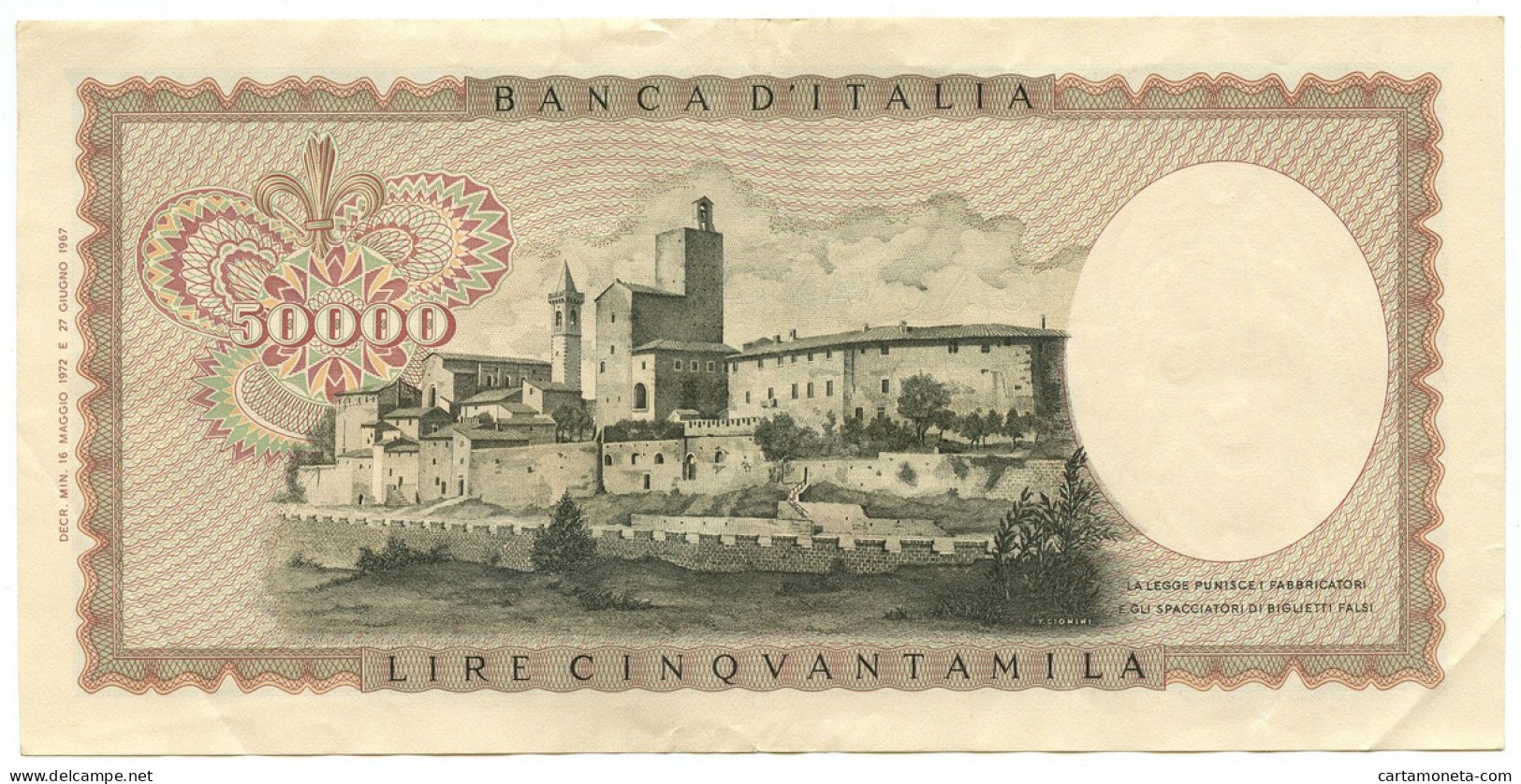 50000 LIRE BANCA D'ITALIA LEONARDO DA VINCI MEDUSA 16/05/1972 SPL- - Sonstige & Ohne Zuordnung