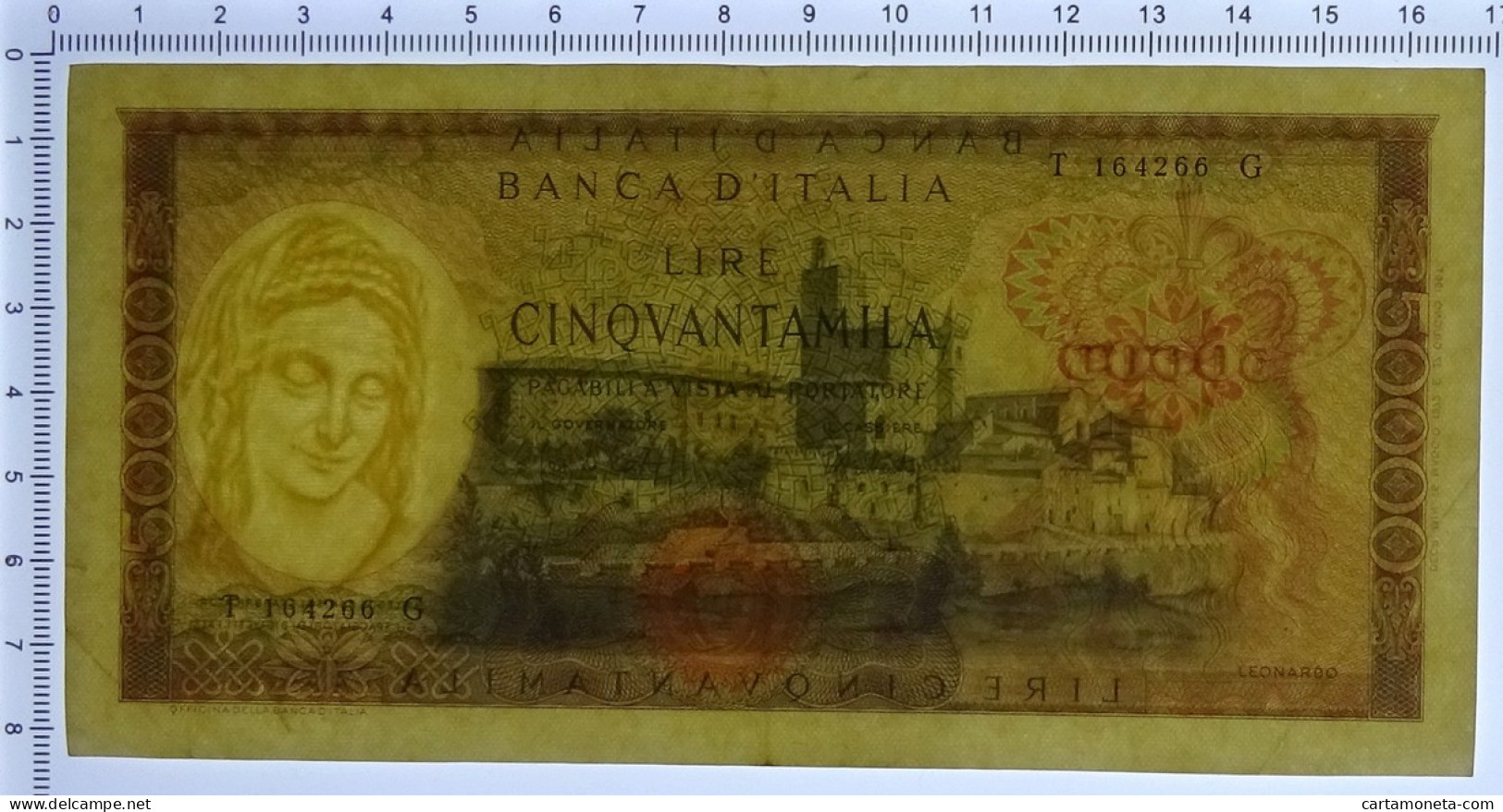 50000 LIRE BANCA D'ITALIA LEONARDO DA VINCI MEDUSA 16/05/1972 SPL- - Andere & Zonder Classificatie