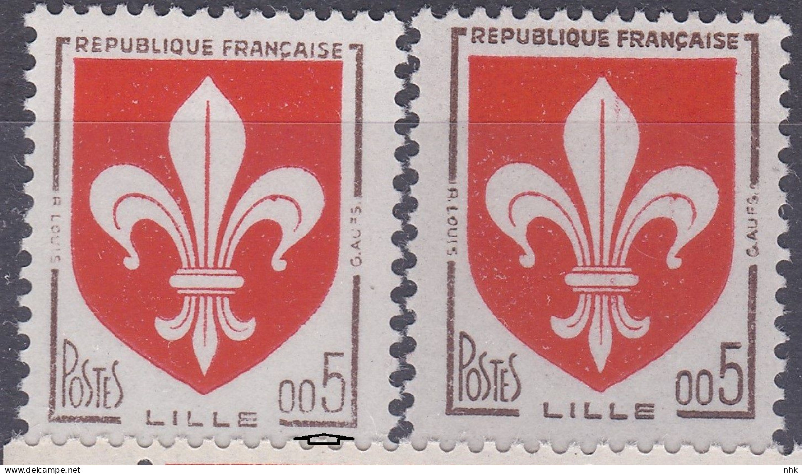 18138 Variété : N° 1230 Blason Lille Impression Défectueuse Du Brun + Normal   ** - Neufs