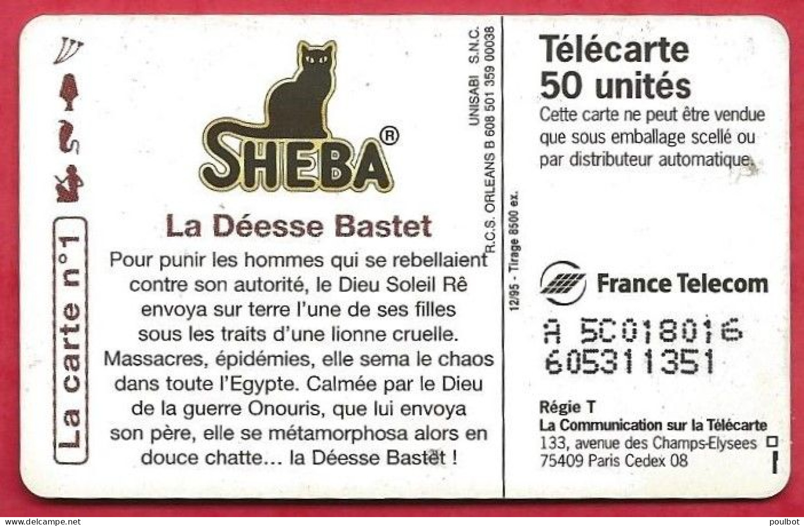 Télécarte En 1330 Sheba  Déesse Bastet   12 95 - 50 Unités   