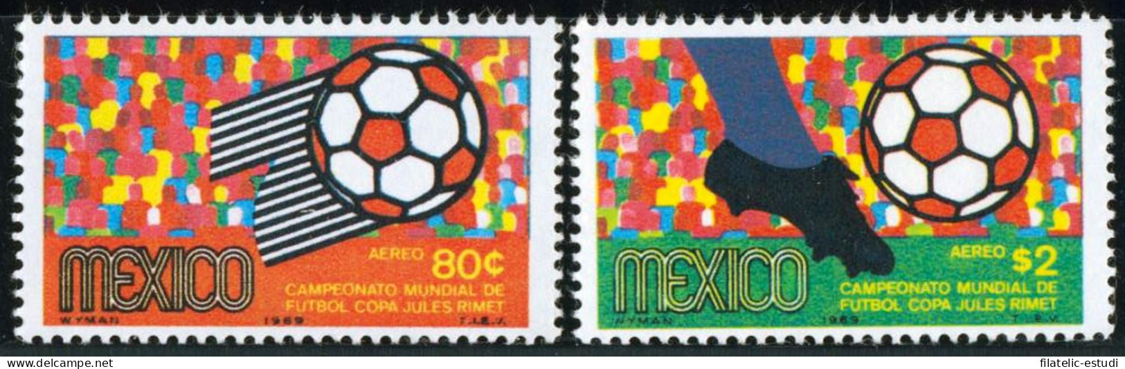 DEP4 Mexico A- 298/99 1969 Campeonato Mundial De Fútbol Cpa Jules Rimet MNH - Mexique