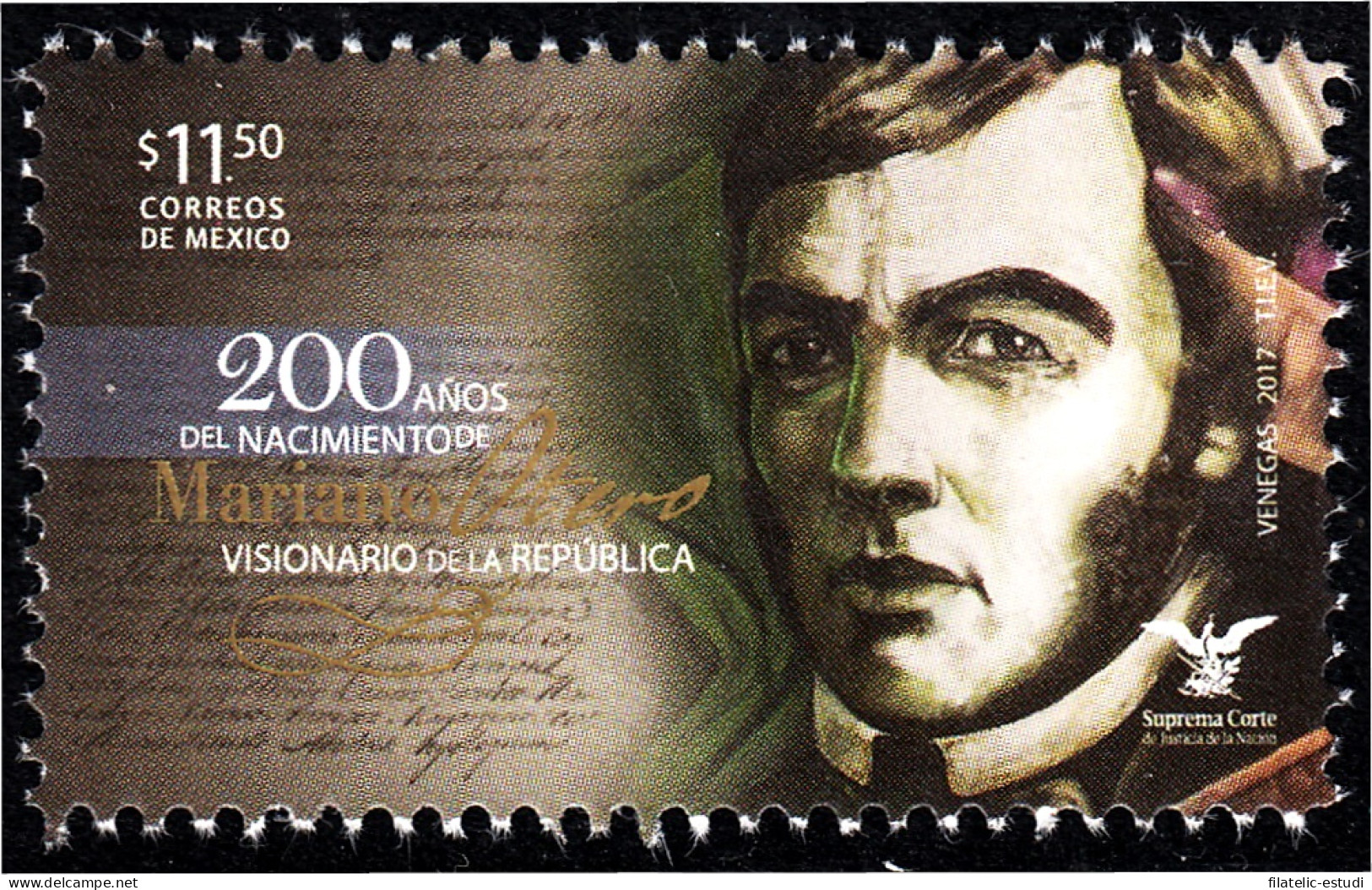 México 3067 2017 200 Años Del Nacimiento De Mariano Otero MNH - Mexique