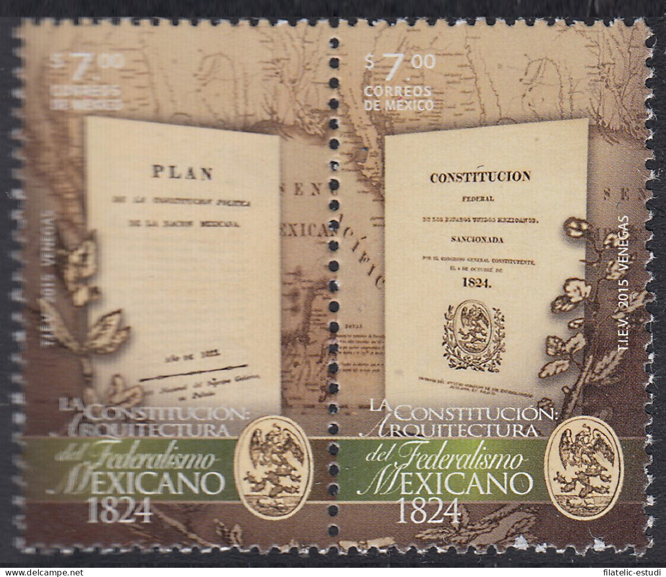 México 2936/37 2015 Constitución De 1824 De México MNH - Mexique