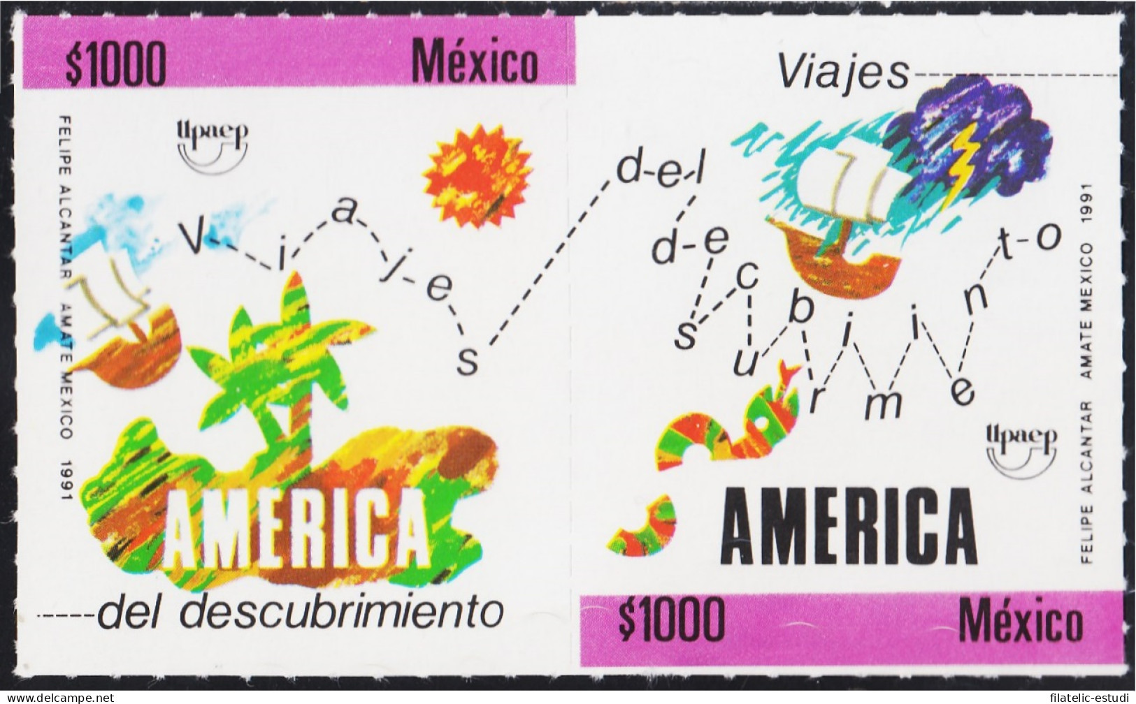 México 1400/01 1991 América UPAEP Descubrimiento MNH - Mexique