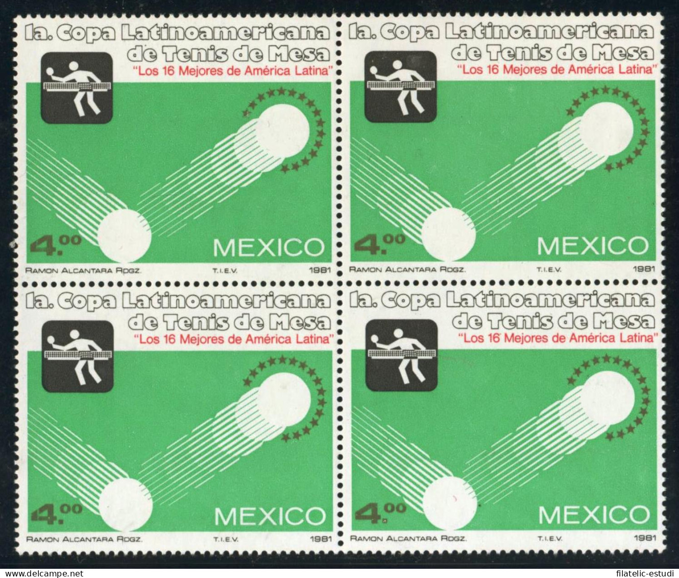 TEM México 922  Bl.4  1981 1º Copa Latinoamericana De Tenis De Mesa MNH - Mexique