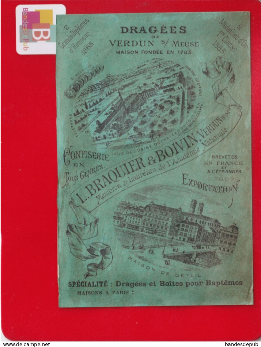 Rare Exposition Rétrospective Bastille Rue St Antoine Paris Dragées Braquier Boivin Verdun Meuse Usine Chateau Coulmier - Pubblicitari